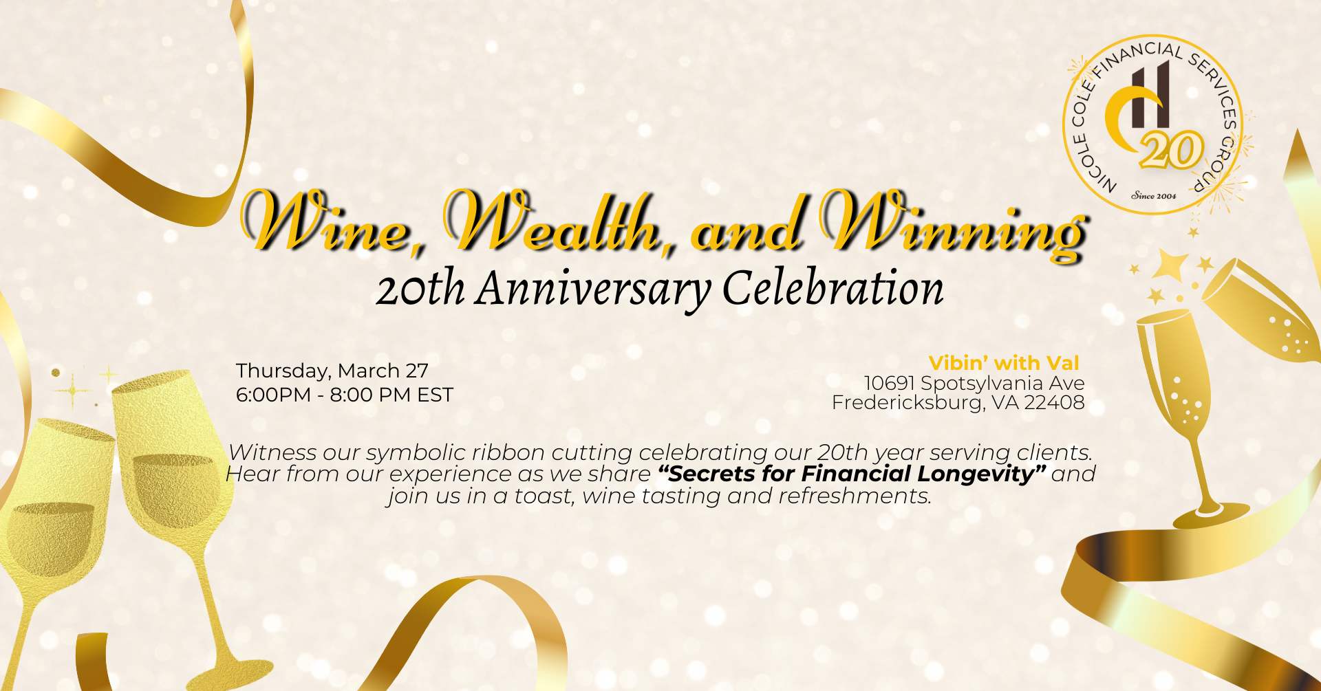 Wine, Wealth, and Winning: 20th Anniversary Celebration